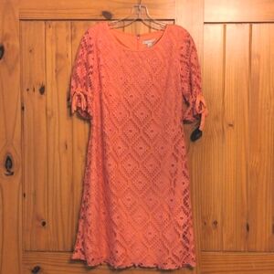 Dress Barn Salmon Crochet Dress-Size 6